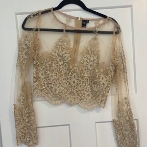 Windsor Gold Lace Sheer Blouse